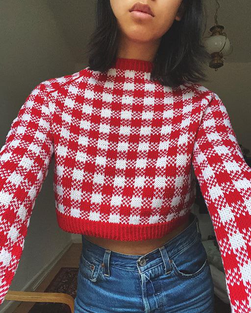 Свитер с жаккардовым узором в клетку Gingham Свитер с жаккардовым узором в клетку Gingham — изображение 3
